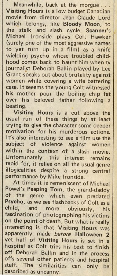 Visiting Hours Monster Monthly Review